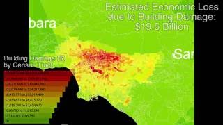 Part of a collection animated simulations showing what it would be
like if northridge-sized earthquake occurred near 16 major population
centers around ...