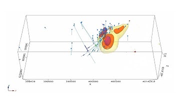 VOXI drill hole constrained inversion of OreVision survey results on the Benoist project