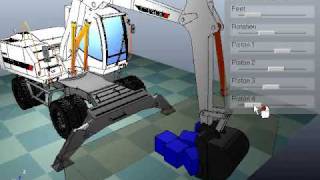 Robot Simulator: Excavator Demo in V-REP