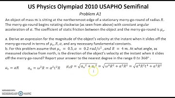 US Physics Olympiad 2010. USAPHO Semifinal  Solution for problem A1. Mechanics
