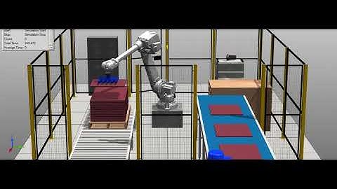 Simulation in real time ABB Robot Studio IRB4600 palletizing