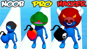 NOOB vs PRO vs HACKER in Bombeman - Stick Run