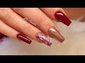 Deep Red Ballerina Acrylic Nails