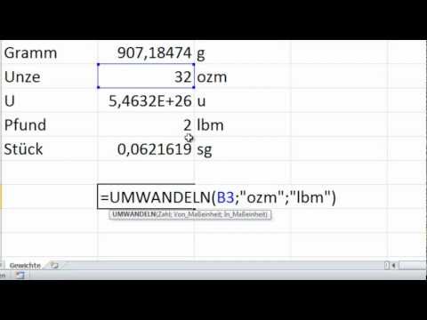 Video: Wie konvertiere ich Pfund in Kilogramm in Excel?