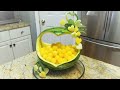 Yellow watermelon basket  easy diy fruit carving like a pro