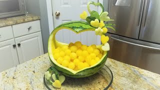 Yellow Watermelon Basket | Easy DIY Fruit Carving Like a Pro