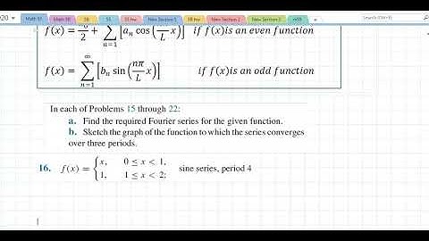 Math 55 Section 10.4 Even Odd Functions