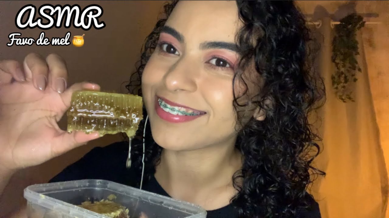 ASMR comendo FAVO DE MEL 🍯 🐝 (quanto eu consegui comer? 🫣)