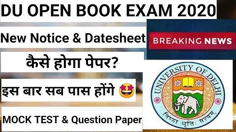 DU Sol Open book examination (OBE) 2020 | What is Open Book Examination? | DU SOL Examination 2020