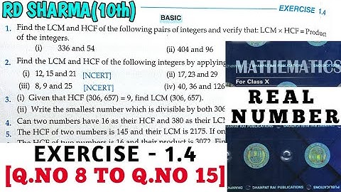 RD SHARMA CLASS 10 EXERCISE- 1.4 [Q.NO 8 TO 15] CHAPTER 1 REAL NUMBER SOLUTION/MATH FEAR/CBSE