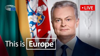 President of Lithuania  Gitanas Nausėda adresses the European Parliament