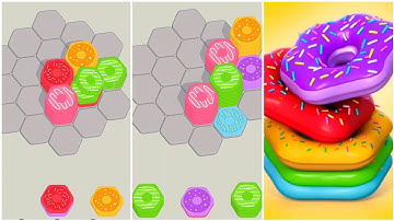 Hexa Donut Sort Puzzle Gameplay , Android Games ios Walkthrough Simulator Think