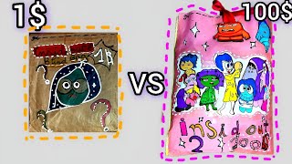 INSIDE OUT 2 1$ VS 100$ Blind Bag /How To Make Inside Out 2  Unboxing  school supply Edition! / ASMR