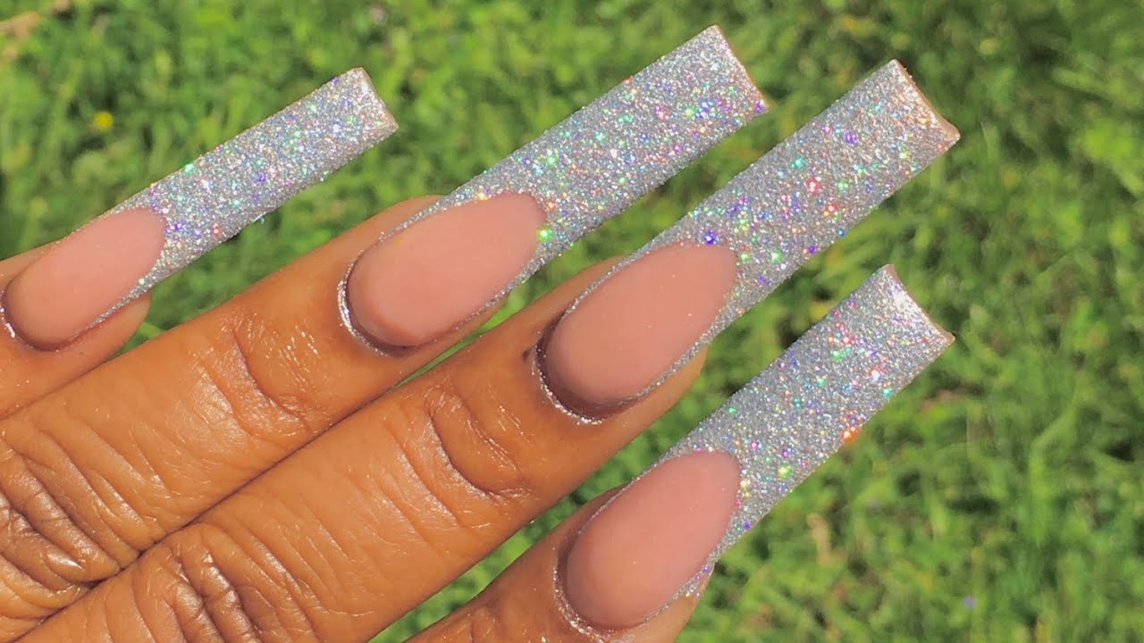 8. Glitter French Tip Matte Nails - wide 1