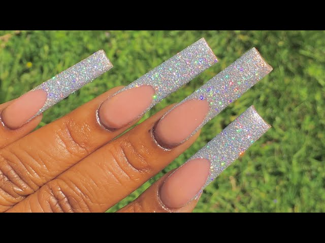 French Nail Designs With Glitter - Temu