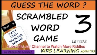 Scrambled Word Game(3 Letter Word)/Guess The Word/Jumbled Words/Unscrambled all 20 Scrambled Words