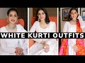 How to Style a White Kurti in 20 ways | White Chikankari Kurti | Minimalist Wardrobe Part 2