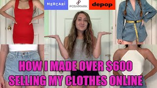 HOW I MADE OVER $600 SELLING MY CLOTHES ONLINE // POSHMARK vs DEPOP vs MERCARI & HOW THEY WORK!
