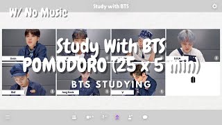 2 HOUR STUDY WITH BTS 💜 | POMODORO (25/5) | BTS | NO MUSIC | COUNTDOWN & ALARM