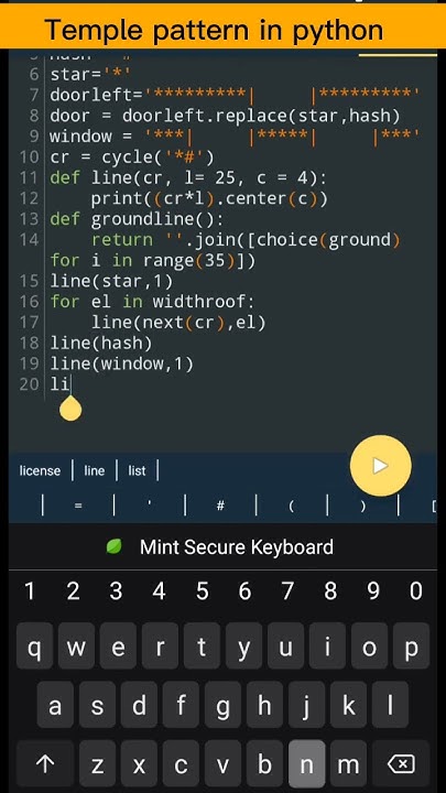 Temple pattern in python || python coding status 😍😜 #shorts # ...