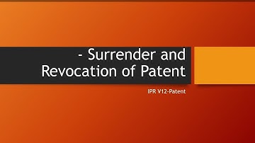 V12 Surrender and Revocation of Patent