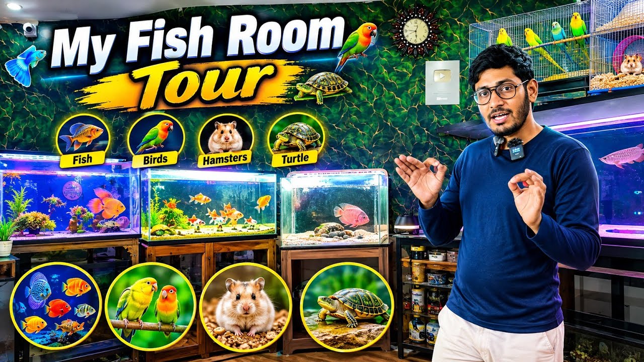 My Fish Room Tour 🐠 | Fish, Birds, Hamsters & Turtle All in One Room! 🐢🐹🦜