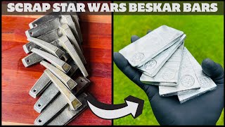 Bulk Beskar Bars From Scrap Metal Handles - Trash To Treasure - ASMR Metal Melting - BSD Star Wars