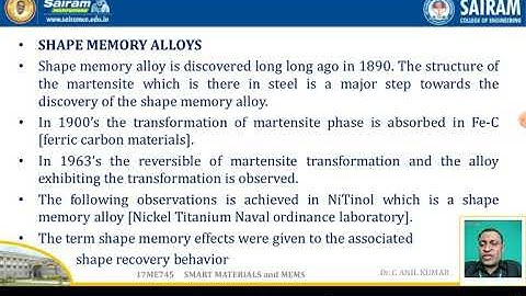 Lecture video5_17ME745_Module1_Introduction to Smart Materials_Dr C Anil Kumar