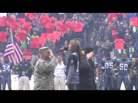 Angie Johnson Sings National Anthem at Seattle Seahawks vs. Baltimore Ravens Game