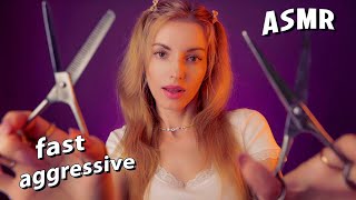 Asmr Fast Aggressive Hairstylist Realistic Haircut Combing, Scissors, Brushing, Styling Asmr