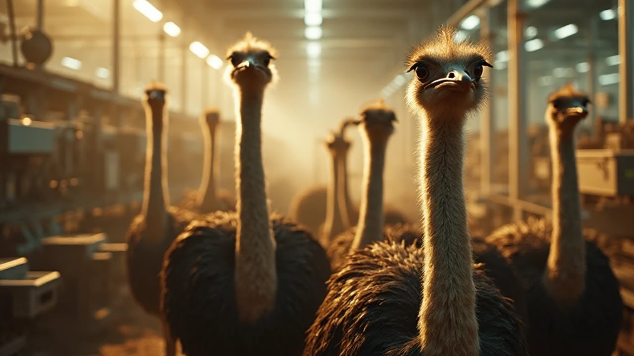 Inside the Modern Ostrich Farm | Machines & Workers at Work