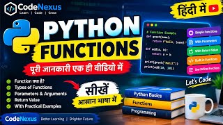 Full Python Functions in Hindi 🐍 | Complete Tutorial for Beginners | Types, Parameters & Return Value | Update