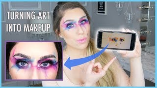 I TURNED MY OLD SKETCH INTO A MAKEUP LOOK! [Avant-garde Watercolor Makeup]