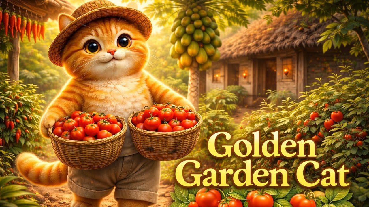 Golden Garden Cat 🌿🐾 | Relaxing Farming & Fishing ASMR Animation
