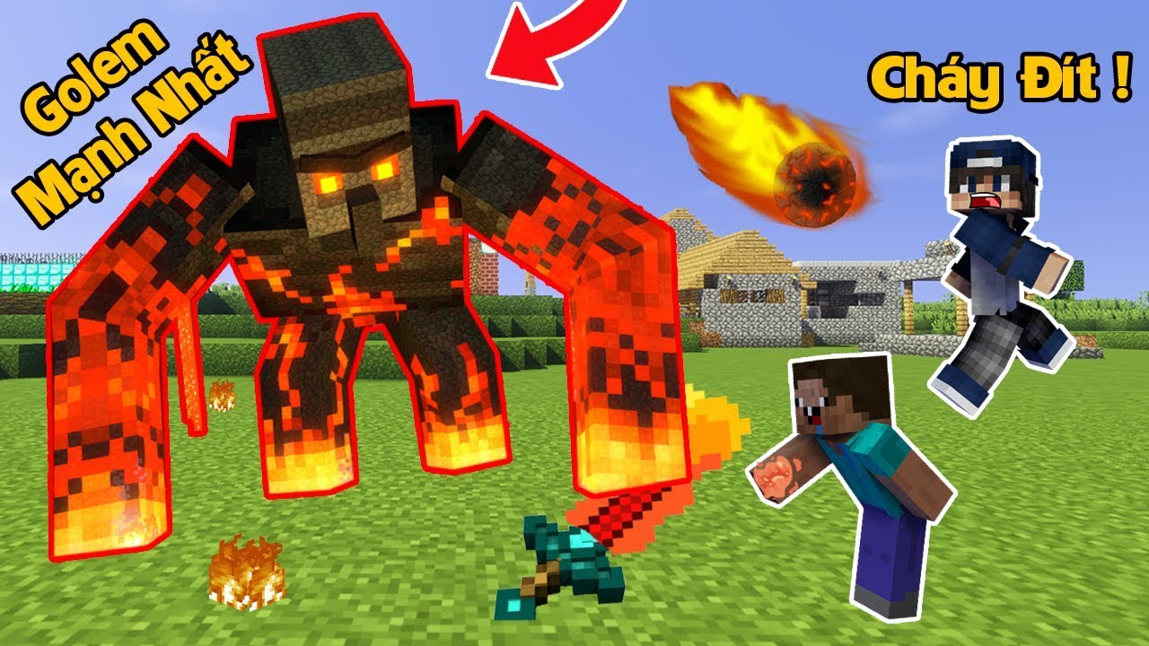 NGƯỜI ĐÁ ĐỊA NGỤC TẤN CÔNG LÀNG TRONG MINECRAFT | BQTHANH GIÚP BÉ NOOB TIÊU DIỆT NETHER GOLEM