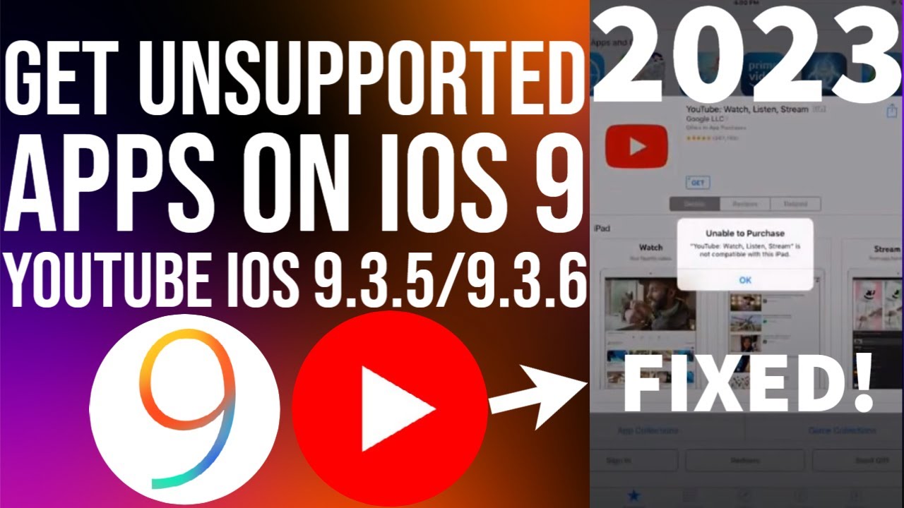อัพเดท ios 9 ไม่ได้  2022  Install Unsupported apps on iOS 9.3.5 iPad2/3/Mini/4S | Fix YouTube iOS 9.3.5 YouTube not compatible