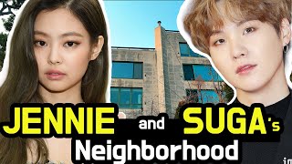 Walking from Suga's house to Jennie's house. Where Korean celebrities live. UN Village