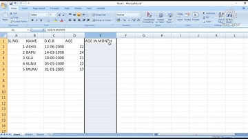 Calculation of Age in Years, Months, Days using Ms Excel