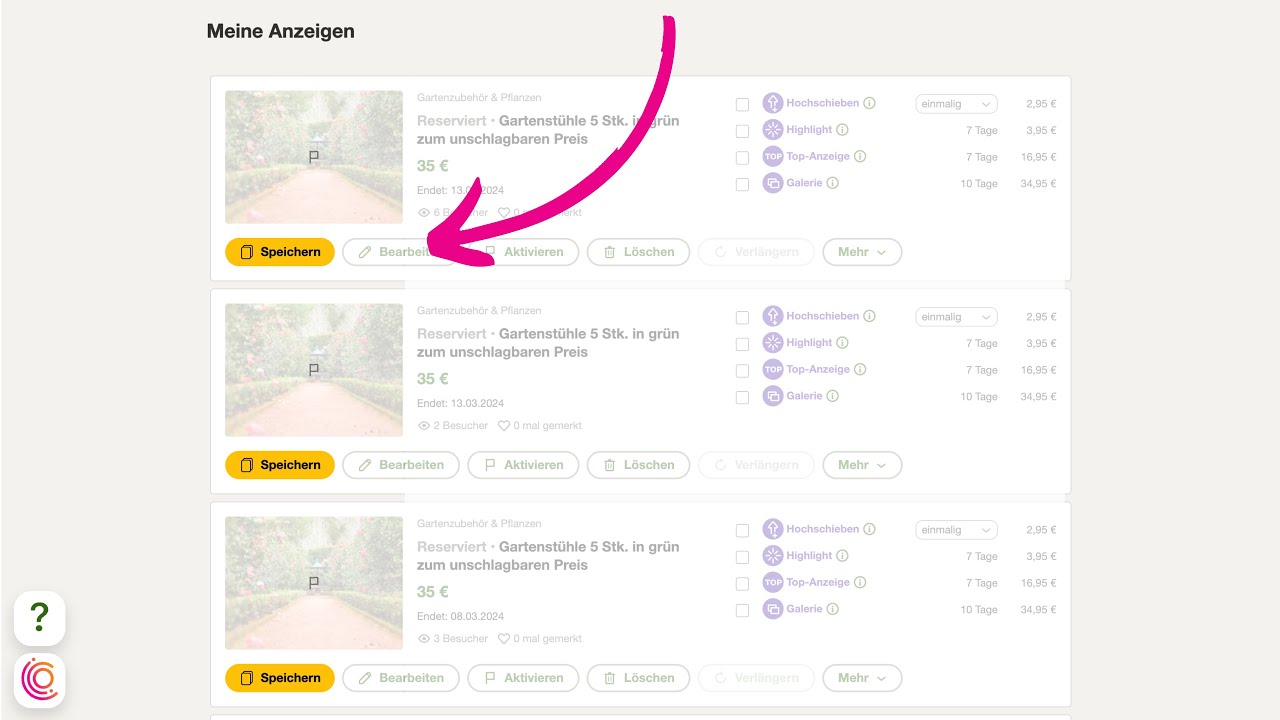 KLEINANZEIGEN HILFESEITE visual data 8