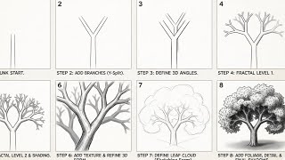 How to draw Fractal Tree Step by Step