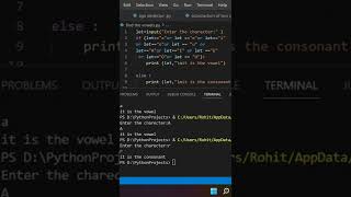 How to find the vowels  using python ||python ||if &else || code ||vowels ||