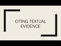 Citing Textual Evidence Quiz