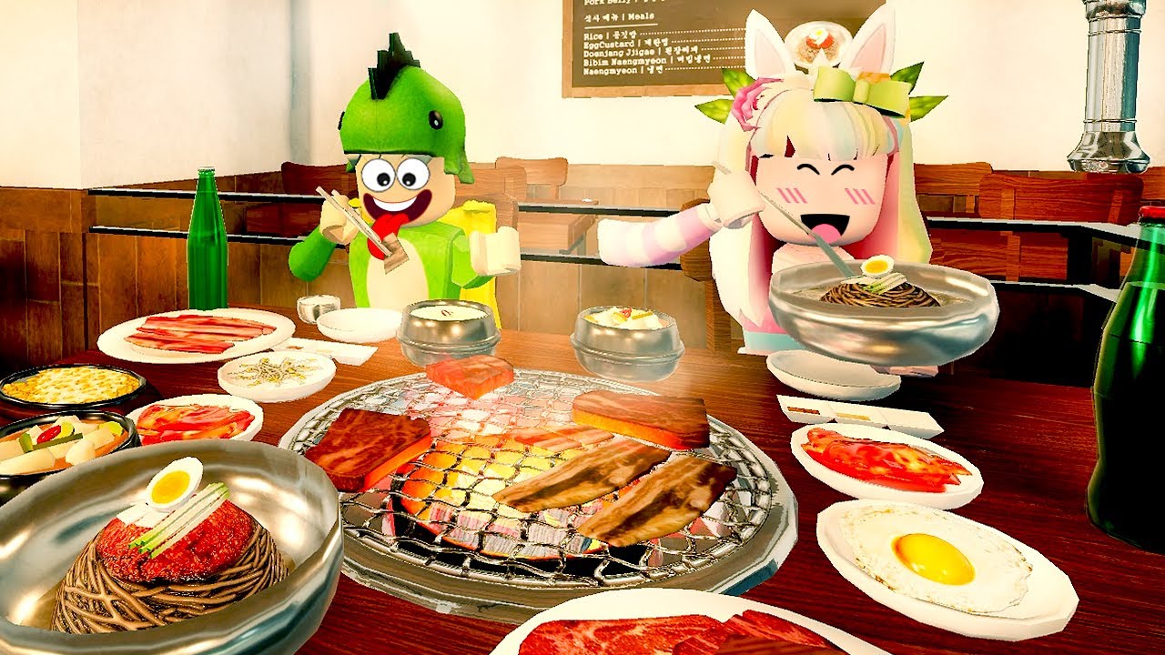 배가 터질때까지 고기를 먹어요!! 병철이네 로블록스 도리수니