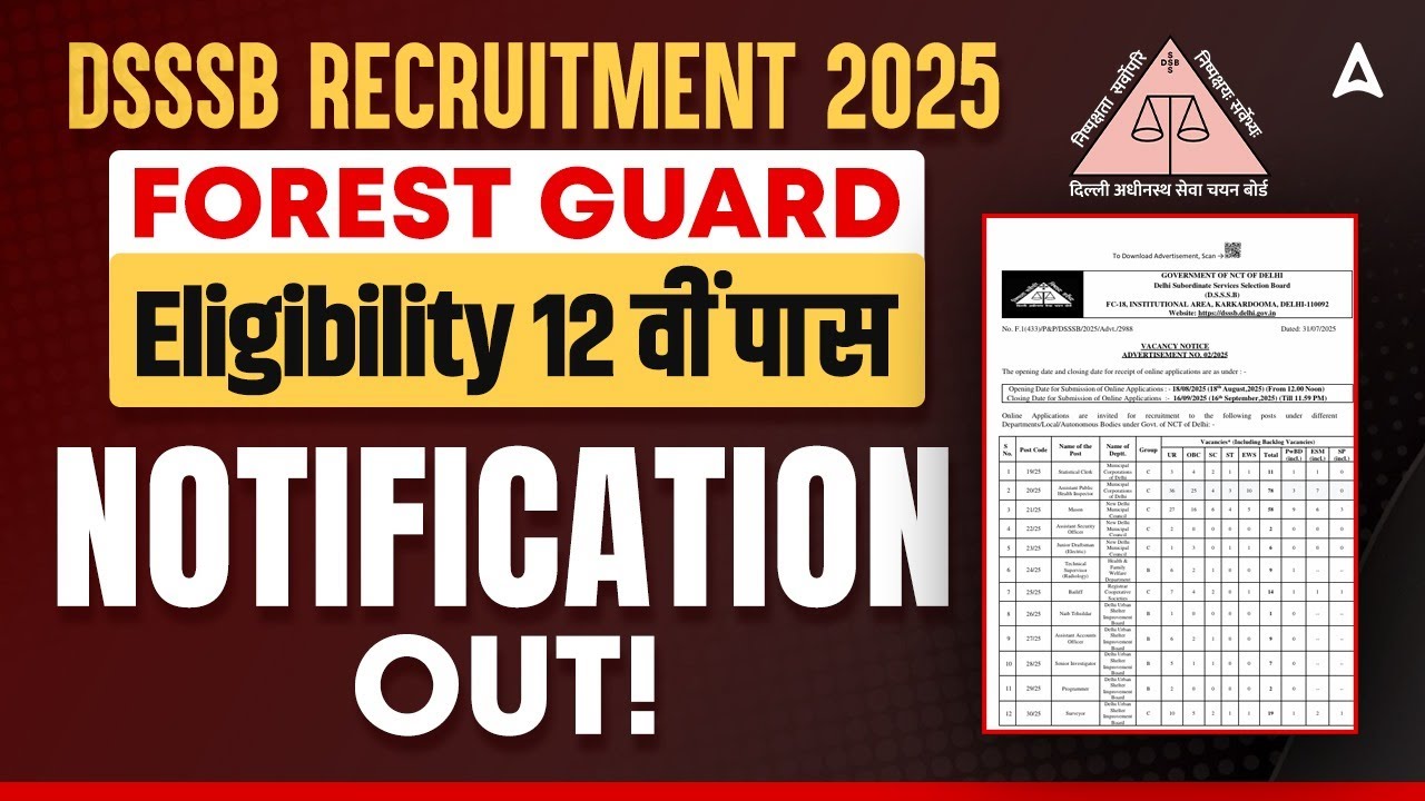 DSSSB Vacancy 2025 | DSSSB Forest Guard Vacancy 2025 | Eligibility ...