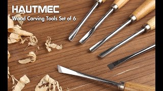 Wood Carving Tools Set of 6, Wood Gouge Tools Set, Fishtail Gouges to Reach into Tight Spaces