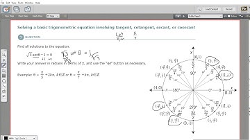Solving a basic trigonometric equation involving tangent, cotangent, secant, or cosecant