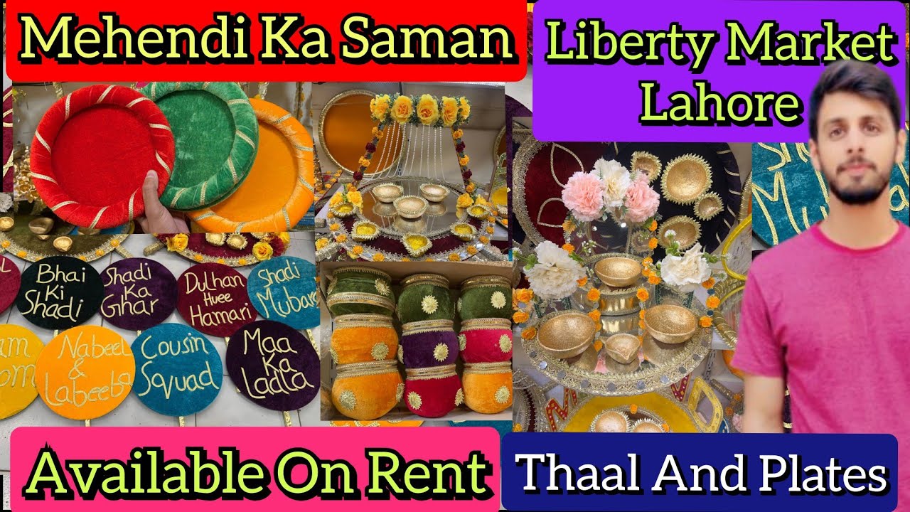 Mehendi Props & Accessories 2025 | Mehendi Thaal, Plates, Doodh Pili Glass | Liberty Market Lahore