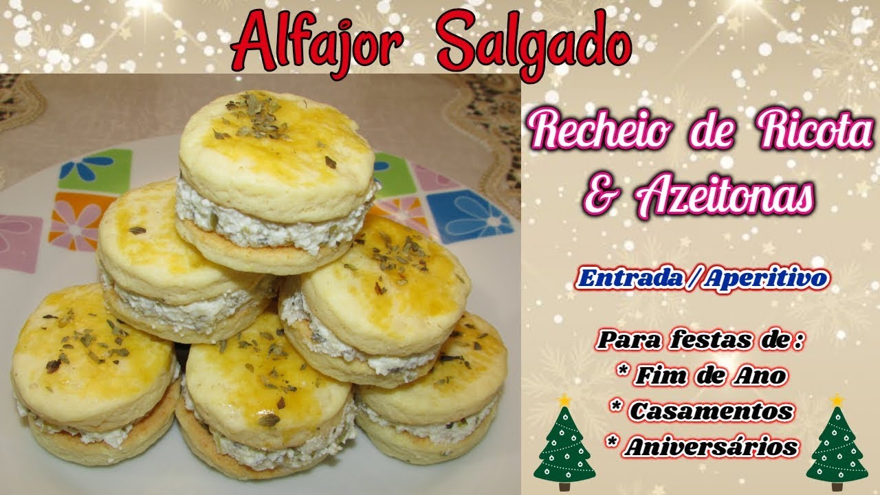 ALFAJOR SALGADO RICOTA & AZEITONAS APERITIVO/ENTRADA P/ NATAL E ANO NOVO