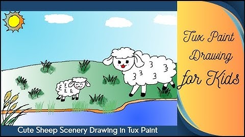 Cute Sheep Scenery Drawing in Tux Paint | Easy Kids Drawing 🐑✨