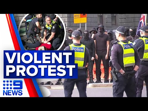Neo-Nazis And Anti-Racism Protesters Violently Clash In Victoria | 9 News Australia